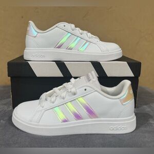 Adidas White Sneakers with Iridescent Accents